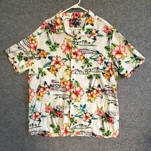 George Hawaiian Shirt Mens Sz 3XL 100% Rayon Multicolor Tropical Casual
